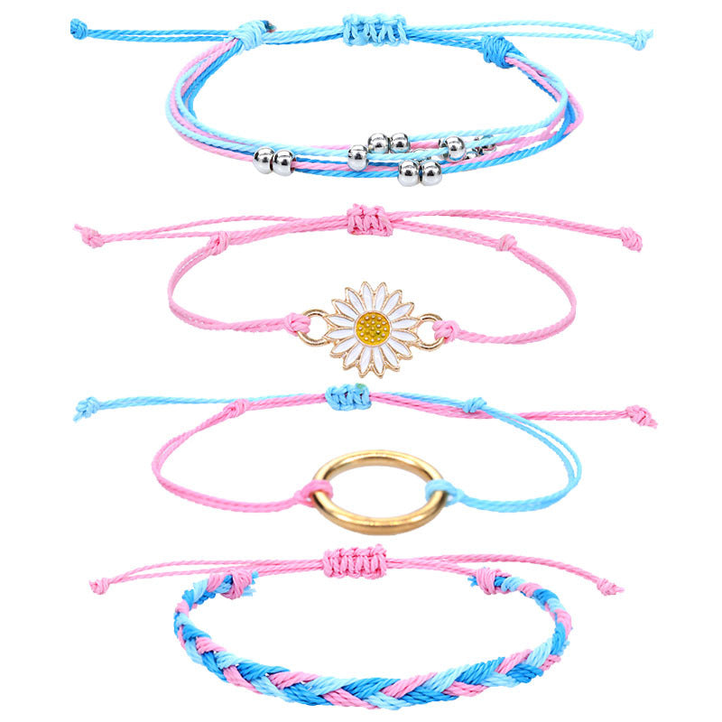 Surf Style Sunflower Friendship Bracelets (4pcs)