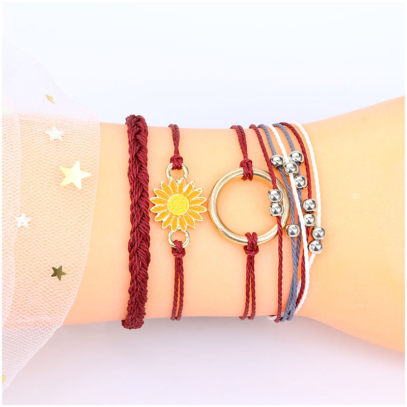 Surf Style Sunflower Friendship Bracelets (4pcs)