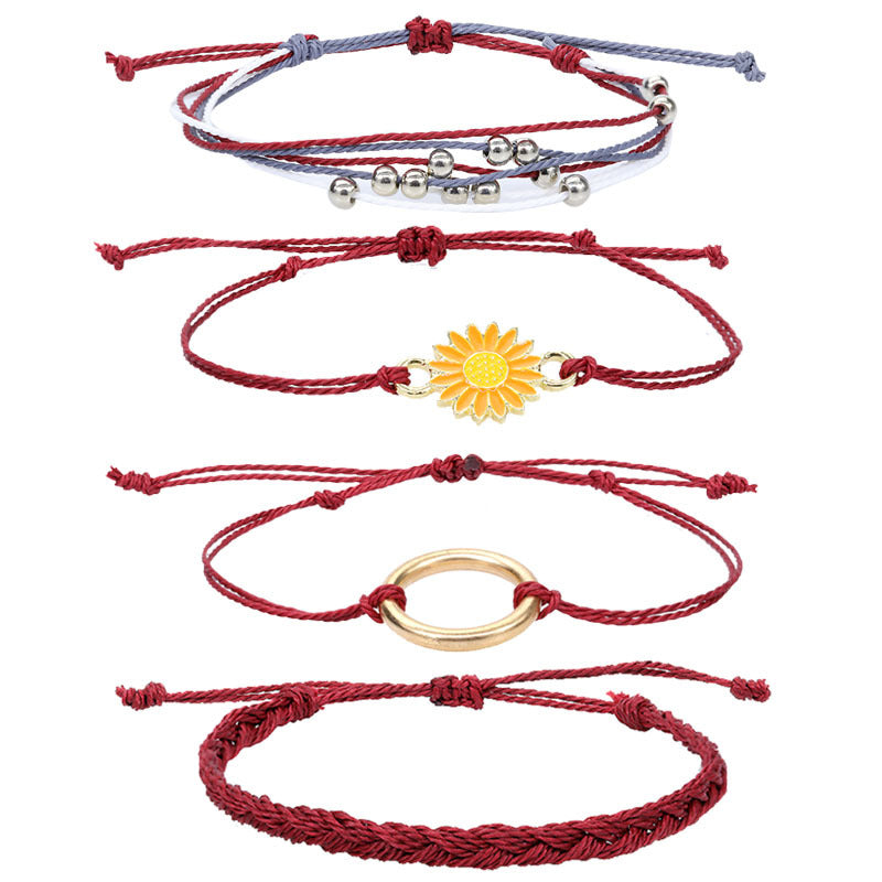 Surf Style Sunflower Friendship Bracelets (4pcs)