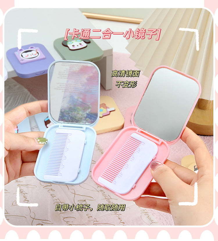 Cute Folding Mirror with Comb