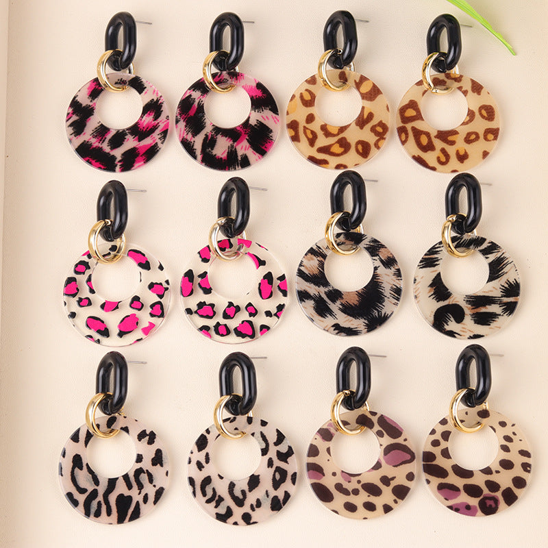 Leopard Print Statement Dangle Earrings
