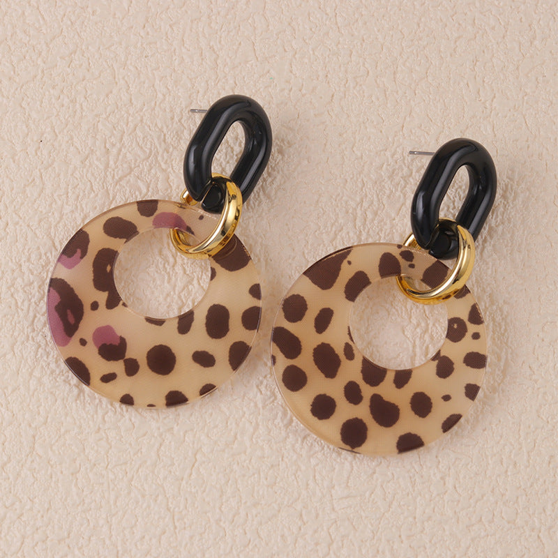 Leopard Print Statement Dangle Earrings
