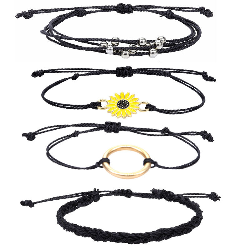 Surf Style Sunflower Friendship Bracelets (4pcs)