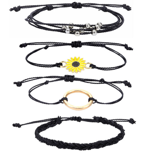 Surf Style Sunflower Friendship Bracelets (4pcs)
