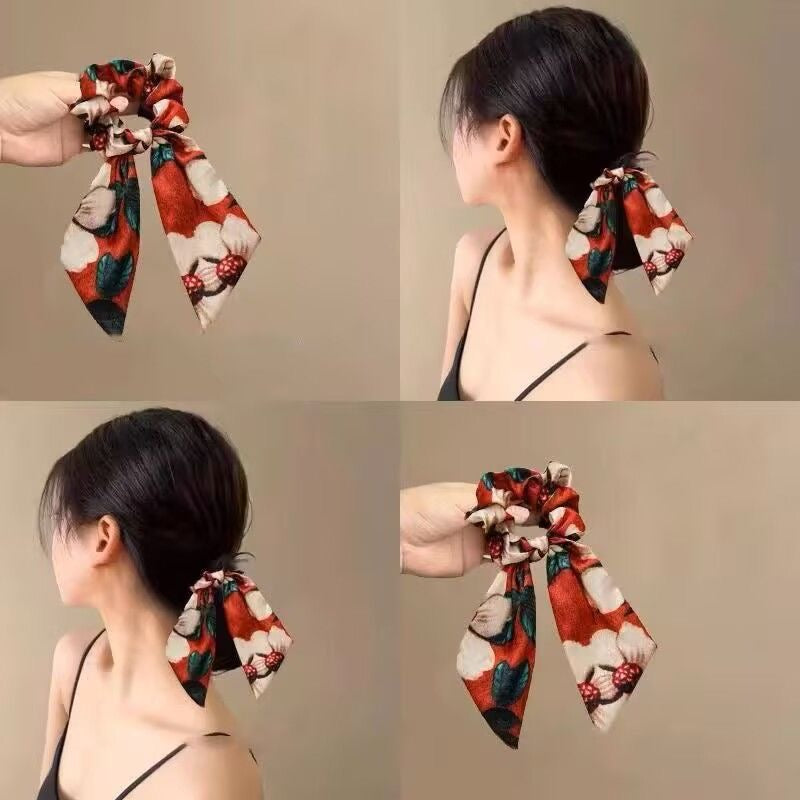 Van Gogh-Inspired Satin Scrunchie – Wild Rose Starry Sky Hair Tie for Women