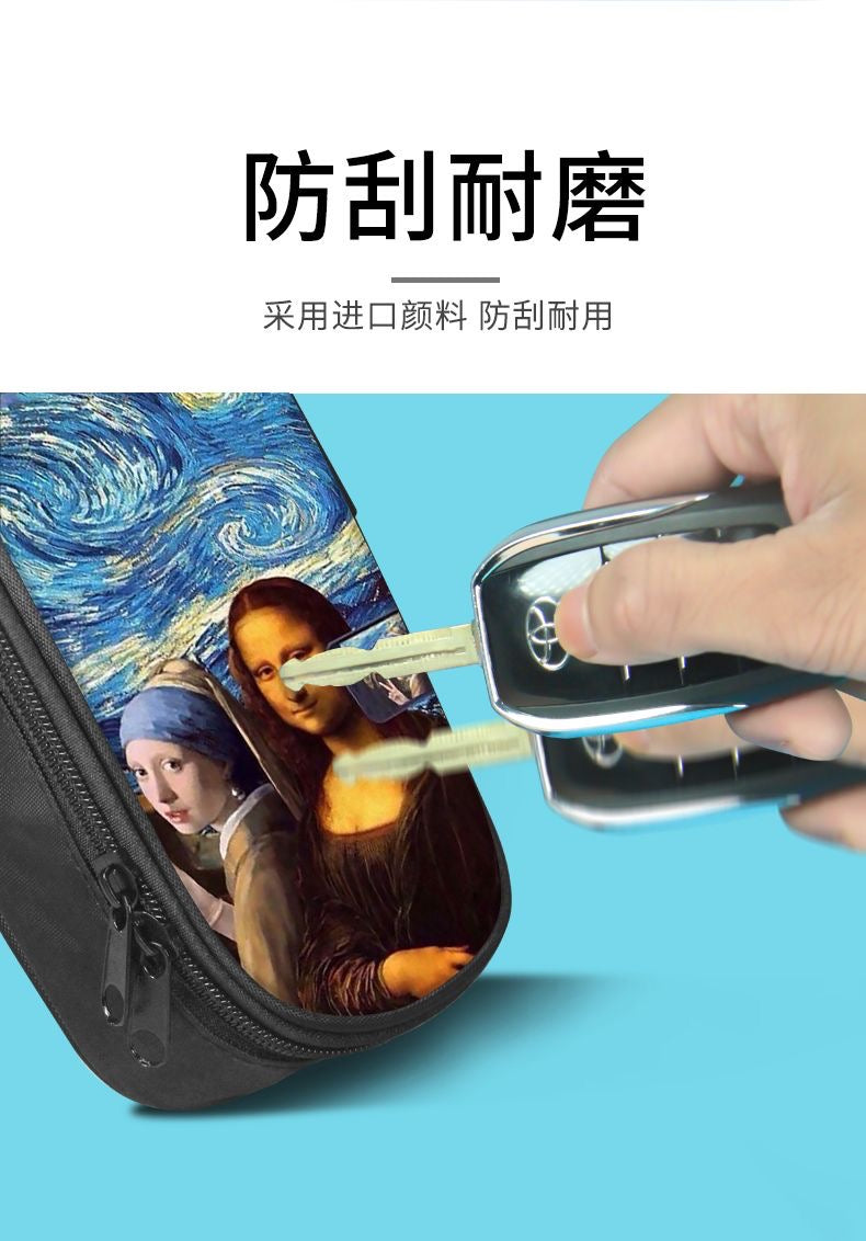 Van Gogh-Inspired Large canvas clothing Pencil Case – Waterproof Artistic Stationery Bag