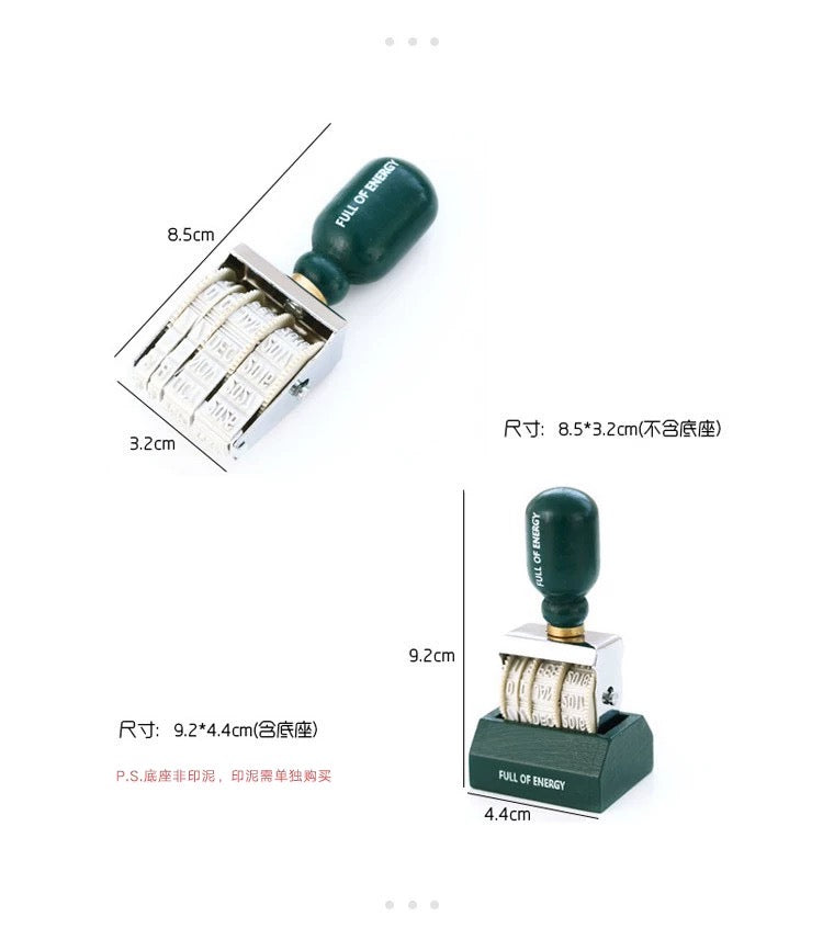 Vintage Wooden Date Stamp – Perfect for Journals and Planners