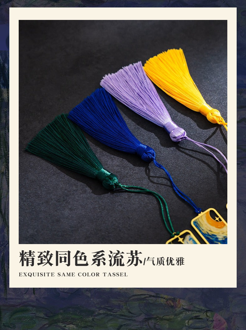 Blooming Elegance Metal Bookmark-Vintage Chinese Style Ruler with Tassel Charm