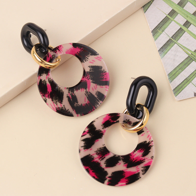 Leopard Print Statement Dangle Earrings