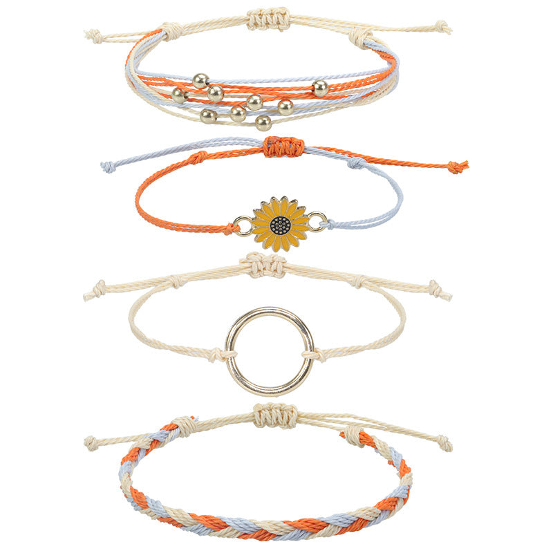 Surf Style Sunflower Friendship Bracelets (4pcs)