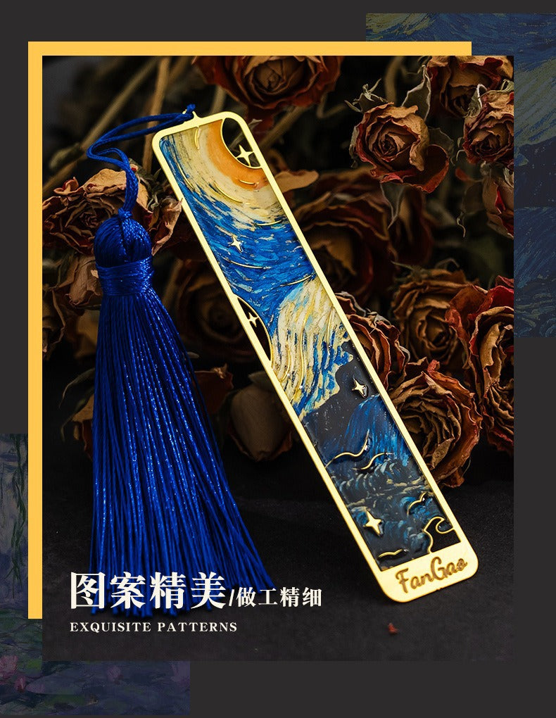 Blooming Elegance Metal Bookmark-Vintage Chinese Style Ruler with Tassel Charm
