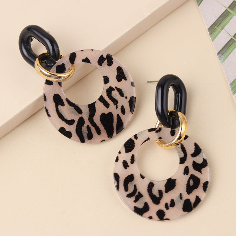Leopard Print Statement Dangle Earrings