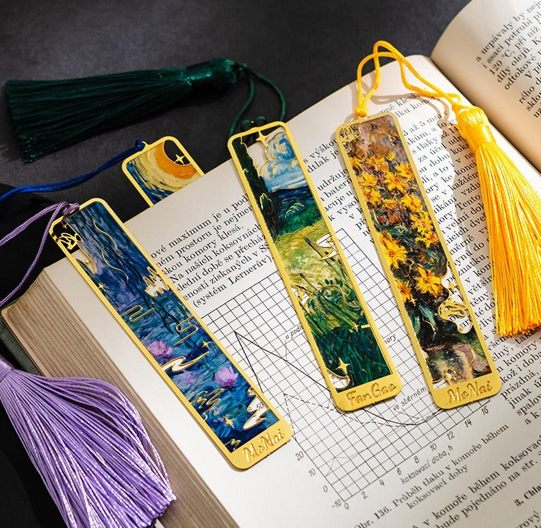 Blooming Elegance Metal Bookmark-Vintage Chinese Style Ruler with Tassel Charm