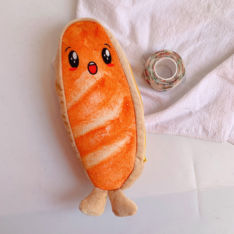 Fluffy Toast Bread Pencil Case – 2021 Trendy Plush Stationery Box for Students