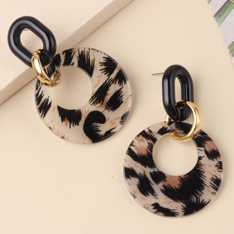 Leopard Print Statement Dangle Earrings