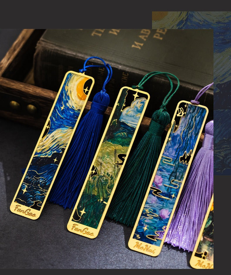 Blooming Elegance Metal Bookmark-Vintage Chinese Style Ruler with Tassel Charm