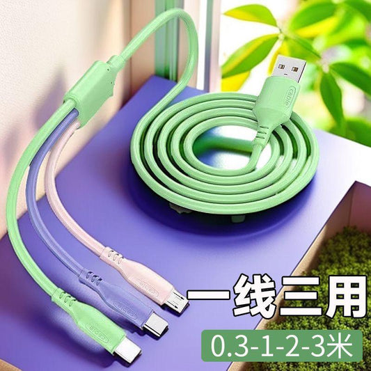 3-in-1 Thick Fast Charging Cable (1m) — Compatible with Android / Type-C / Apple (Lightning)